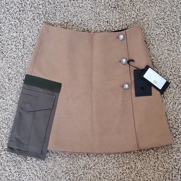 NWT Hydrogen Alberto Biani Skirt Wrap Mini Wool Blend Size 44/Large SkullS - Picture 1 of 5